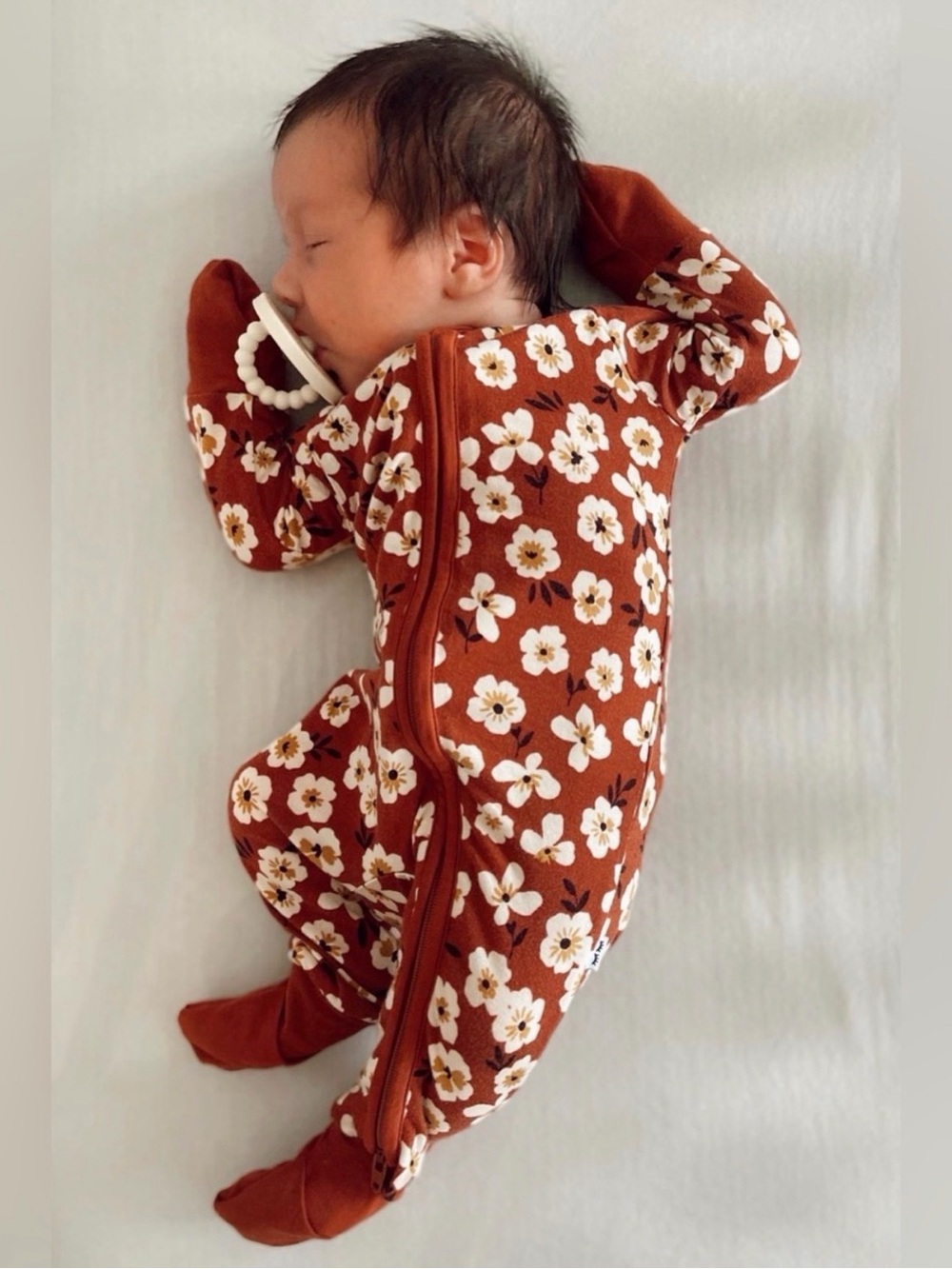 Little Sleepies Mocha Blossom Zippy 0-3M Bamboo Pajamas